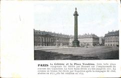 VINTAGE POSTCARD Paris the Column and the Vendome Place