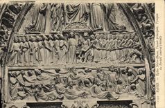 CPA Paris Eglise Notre Dame Facade principale Tympan du Portail central