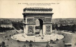 VINTAGE POSTCARD Paris Arc de Triomphe and the Place of Etoile