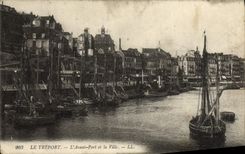 POSTAL Treport de la VENDIMIA antes del puerto y de la ciudad del barco