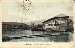 VINTAGE POSTCARD Toulon the Old men Let us bridge Military Boat