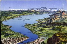 VINTAGE POSTCARD Geneva and the Panorama of the Lake Leman
