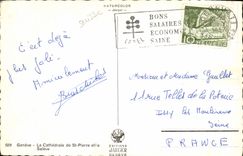 MODERN CARD Geneva the Cathedral of St Pierre and Saleve