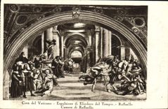 VINTAGE POSTCARD Citta del Vaticano Espulsione di Eliodoro dal Tempio Raffaello Camere di Raffaello