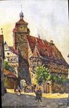 VINTAGE POSTCARD Fantasy Rothenburg Tauber Weisser Turm