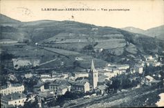 VINTAGE POSTCARD Lamure on Azergues Panoramic View