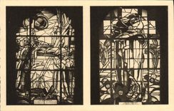 VINTAGE POSTCARD Ossuary of Douamont Militaria stained glasses