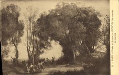 VINTAGE POSTCARD Paris Museum of Louvre Corot Crossbred