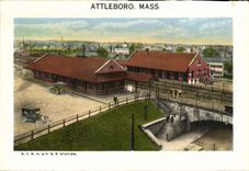 VINTAGE POSTCARD Attleboro Farmhouse NYNH&H RR Station