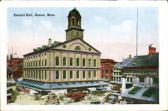 Avenida atlántica de la estación del sur del cortijo de Faneuil Pasillo Boston de la POSTAL de la VENDIMIA