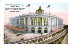 Avenida atlántica de la estación del sur del cortijo de Faneuil Pasillo Boston de la POSTAL de la VENDIMIA