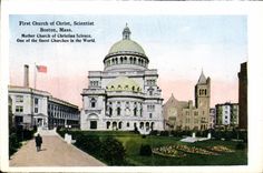 Iglesia de la POSTAL de la VENDIMIA primera del jardín público de Scollay del cortijo de Boston del científico de Cristo