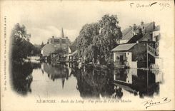 VINTAGE POSTCARD Nemours Edges Of Loing Seen from Of the Island Of the Mill