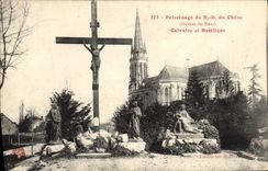 VINTAGE POSTCARD Pilgrimage Of NR D Of the Oak Martyrdom And Basilica Diocese of Mans