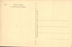 VINTAGE POSTCARD Lille the War memorial Militaria
