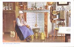 CPA Marken Binnenhuisje Femme Folklore