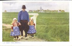 CPA Marken Met Vader Mee Homme Enfants Folklore