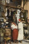 VINTAGE POSTCARD an Arab Shop