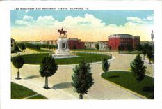 CPA The Confederate Memorial Institute Richmond Va Lee Monument and Monument Avenue