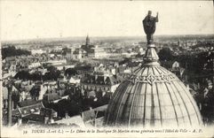 VINTAGE POSTCARD Tours the Dome of the Basilica St Martin and View towards the town hall