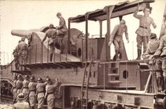 Artillería pesada de la POSTAL de la VENDIMIA en Canon ferroviario Militaria