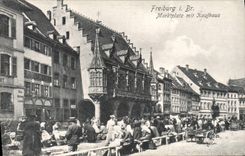 CPA Freiburg Br Marktplatz mit Kaufhaus
