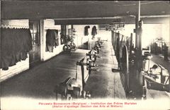 VINTAGE POSTCARD Peruwelz Bonsecours Institution of the Marist brothers Atelie of fitting Section of Arts and Trades