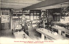VINTAGE POSTCARD Peruwelz Bonsecours Institution of the Marist brothers Arts and Trades Workshop of wood