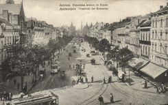 Avenida del panorama de Amberes de la POSTAL de la VENDIMIA de la tranvía de Keyser