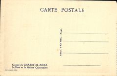 Catarata de la POSTAL de la VENDIMIA del EL Akra de Chabet el puente y el esquina-pedazo del metal de la casa