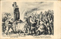 VINTAGE POSTCARD Johann Hus Am Schelterhaufen Zu Konstanz Jan Hus Na Hranici Upaleny