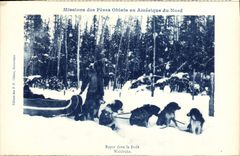 VINTAGE POSTCARD Missions Of the Oblats Fathers In North America Rest In the Drill Mackenzie Dogs