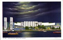 VINTAGE POSTCARD Electrical Group At Night