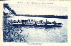 VINTAGE POSTCARD Mission Of the Oblats Fathers In North America On the Big lake Of the Mackenzie Slaves