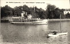VINTAGE POSTCARD Pornic Outgoing the Philibert Saint Of the Port Boat