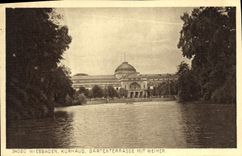 VINTAGE POSTCARD Wiesbaden Kurhaus Gartenterrasse MIT Weiher