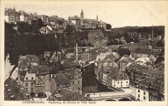 VINTAGE POSTCARD Luxembourg Suburb of Grund and High Ville