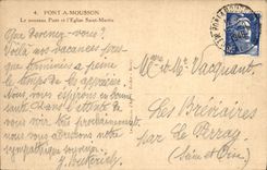 VINTAGE POSTCARD Pont has Monsoon the New Bridge and the Church Martin Saint