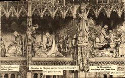 Adoración de Chartres de la POSTAL de la VENDIMIA del niño por los pastores y los ángeles