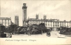 VINTAGE POSTCARD Park and College Church Glasgow