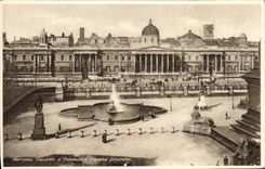 Jardín público del National Gallery y de Trafalgar de Londres de la POSTAL de la VENDIMIA