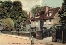 Extremo del norte de las casas viejas de Hampstead de la POSTAL de la VENDIMIA