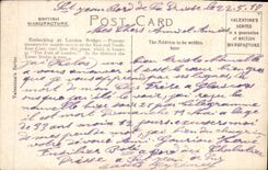 POSTAL de la VENDIMIA que se embarca en el barco del puente de Londres