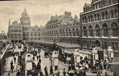 Estación de Londres de la calle de Liverpool de la POSTAL de la VENDIMIA