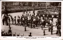 POSTAL de la VENDIMIA el cortejo fúnebre del último carro de arma de la envoltura una de la piedra de afilar de rey Edward VII