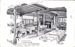 Camino de Ashford de la casa de Tudor del comedor de la POSTAL de la VENDIMIA cerca de Mindstone