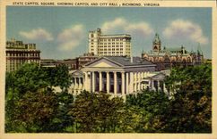 VINTAGE POSTCARD State Capitol Public garden Capitol And City Hall Richmond Virginia