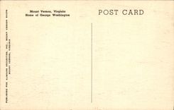 VINTAGE POSTCARD Mount Vernon Virginia Home Off George Washington