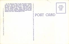 VINTAGE POSTCARD Banquet Hall MT Vernon Goes Washington