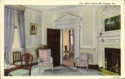 VINTAGE POSTCARD West Parlor MT Vernon Goes Washington